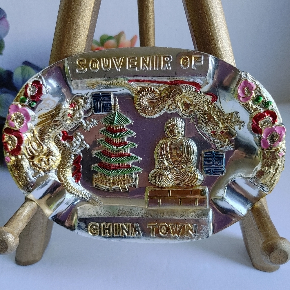 Vintage Chinatown Metal Souvenir Ashtray